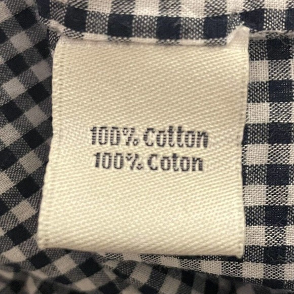 SOLD Inoui Paris XS Embroidered Gingham Check Blouse Blue White Balloon Sleev… - Picture 9 of 10